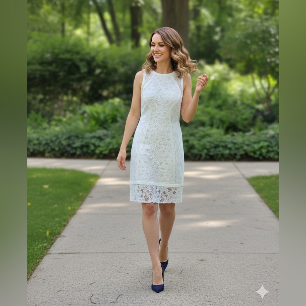 Julia Jordan White Lace Midi Dress